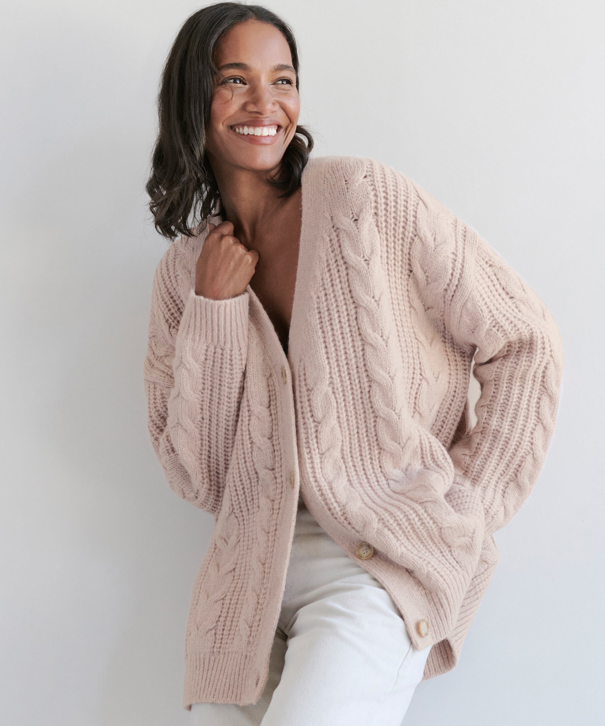 Pink Cardigan Wool Chunky Knit Cardigan Beginning Boutique Chunky