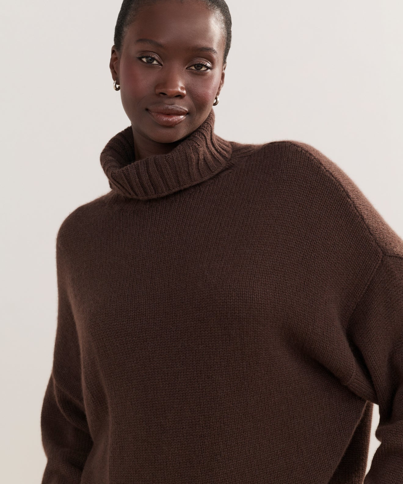 Crew Neck Chocolate Brown Polo Neck Ladies Chocolate Brown Jumper