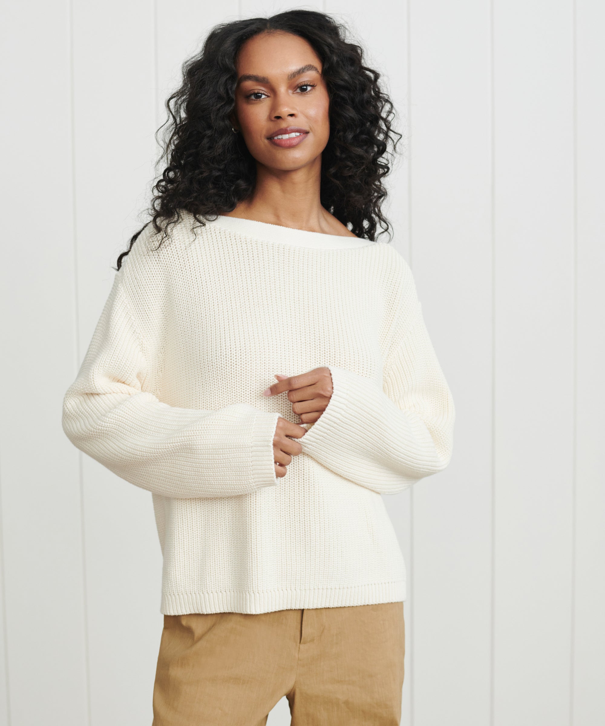 Cotton Boat Neck Sweater