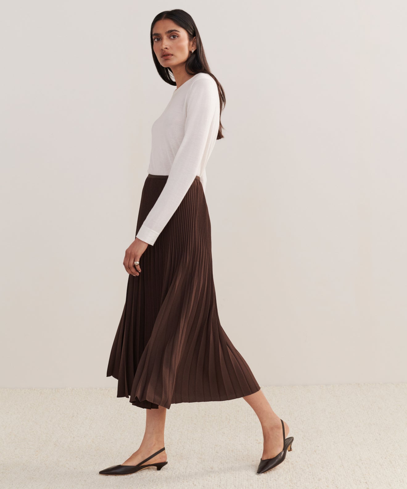 Pleated Skirt in Cocoa