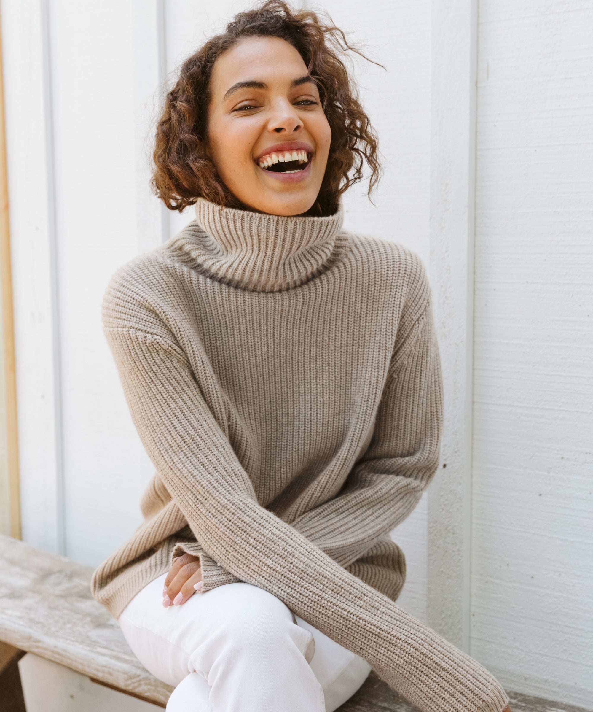 Turtleneck Oatmeal Cashmere Jumper Cashmere Turtleneck – Jenni Kayne