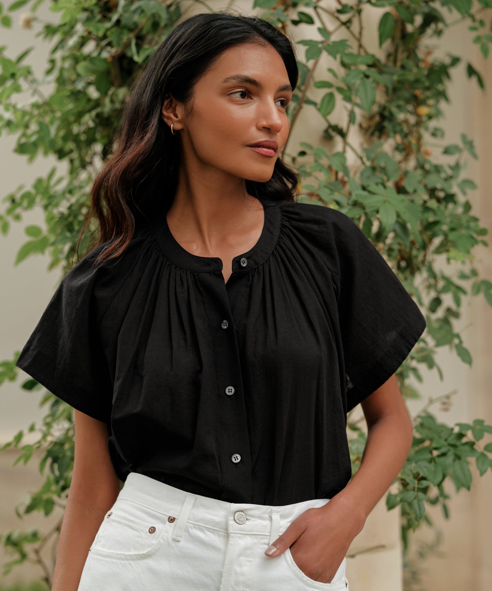 Black Blouse with Shorts