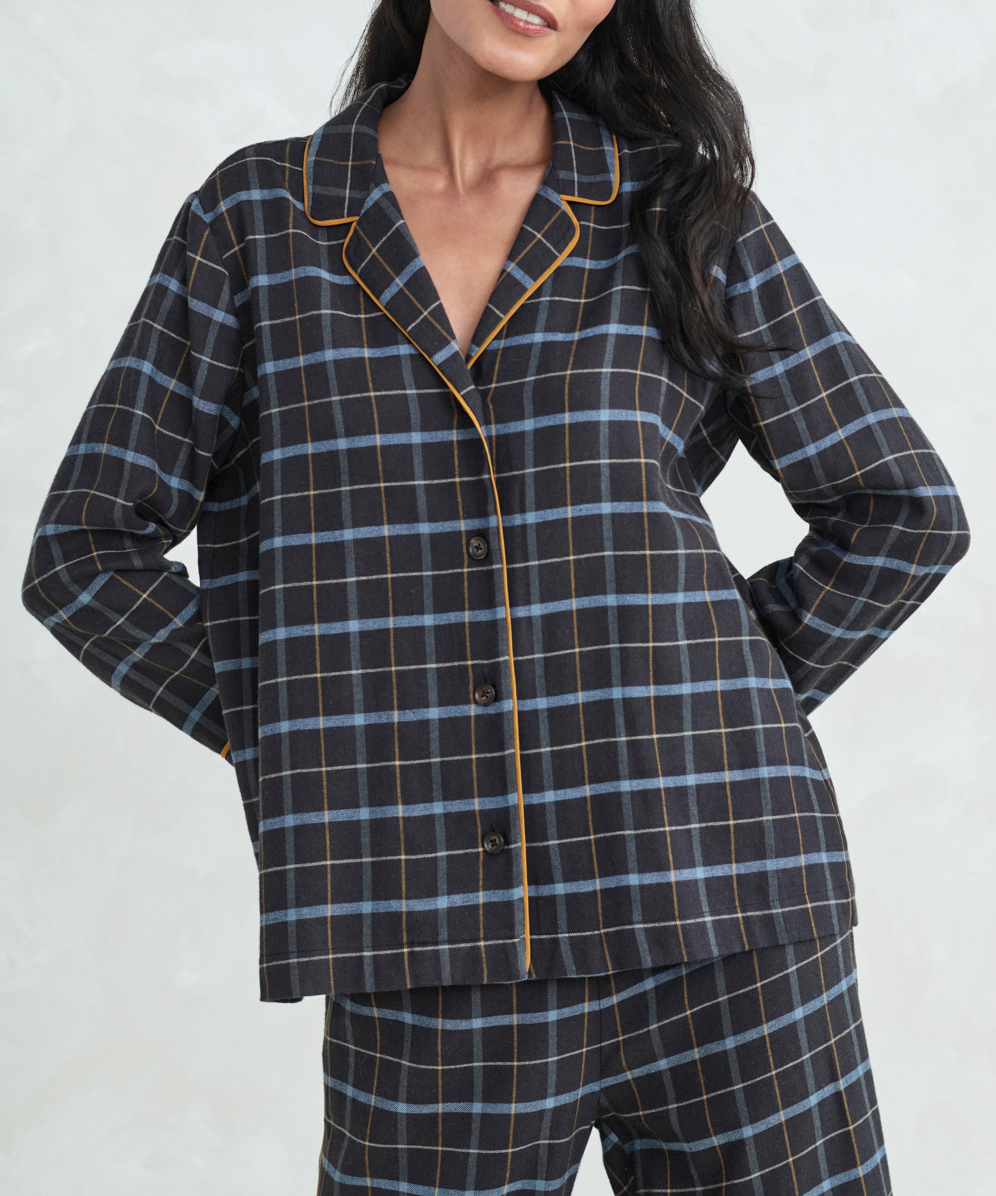 Plaid Flannel Organic Flannel Pajamas Womens Women's Side Seamless