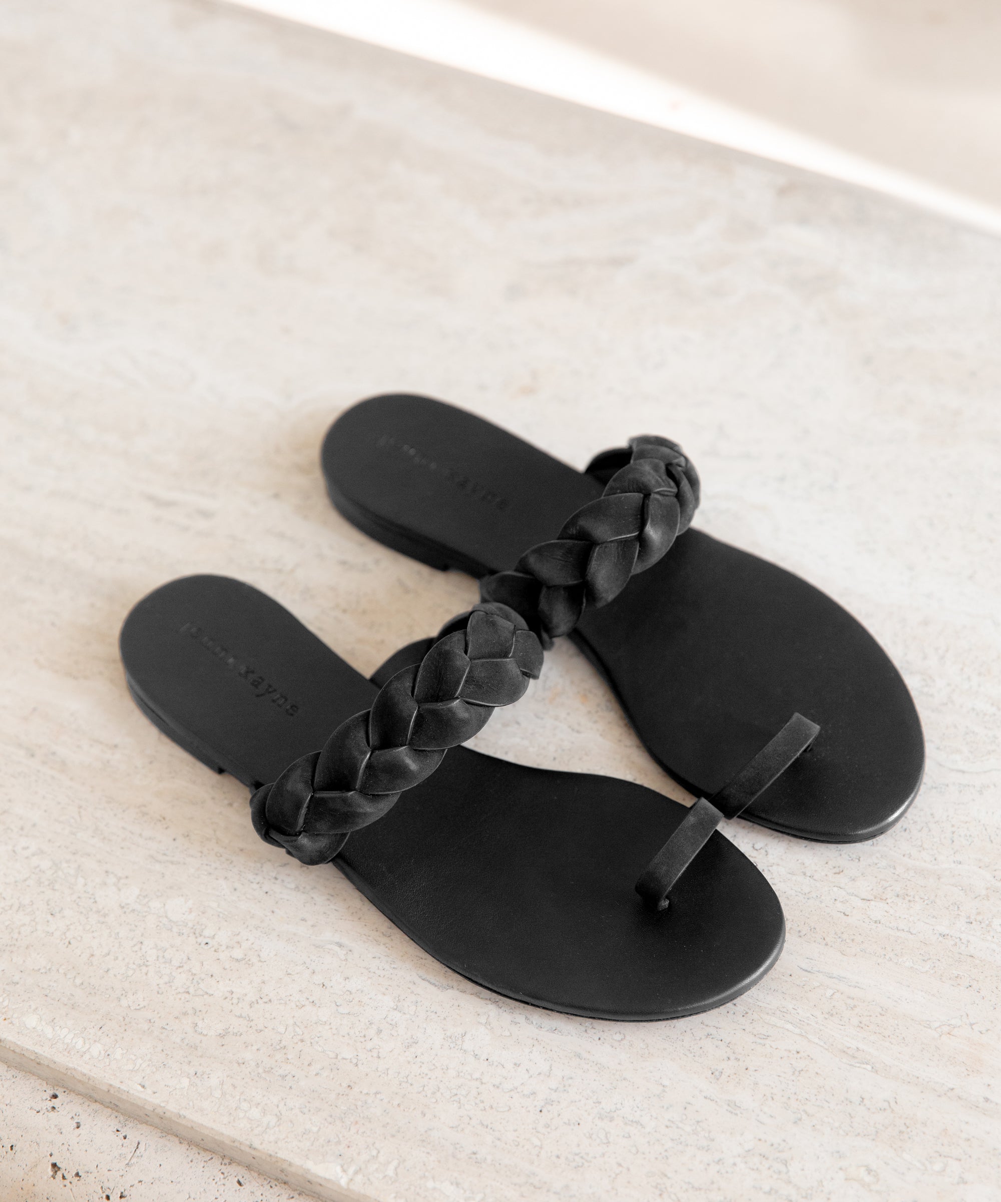 Leather Sandals Black Braided Flip Flops Leather Braided Strap