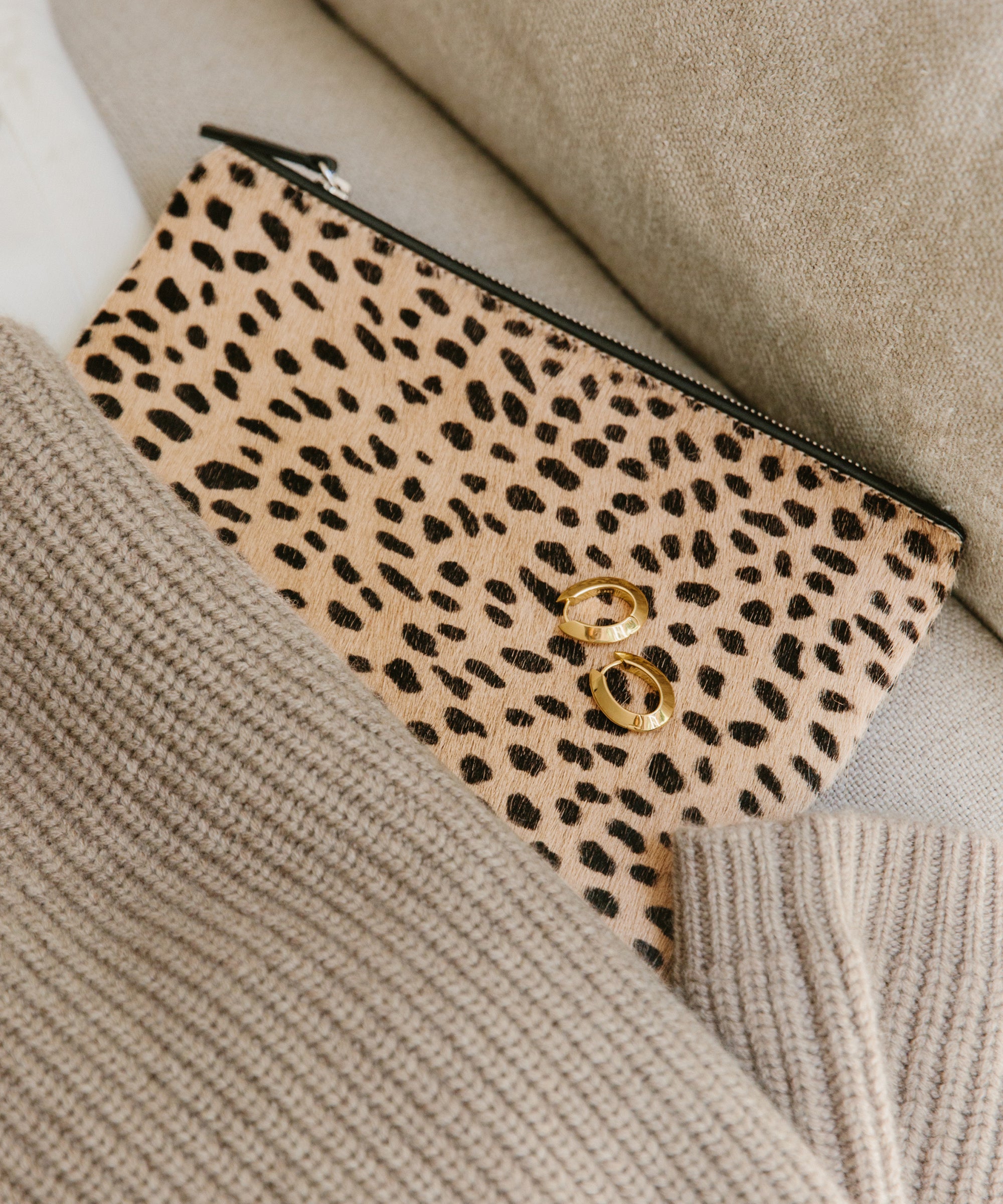 Brown Square Leopard Printed Clutch Purse Zipper Envelope Handbags