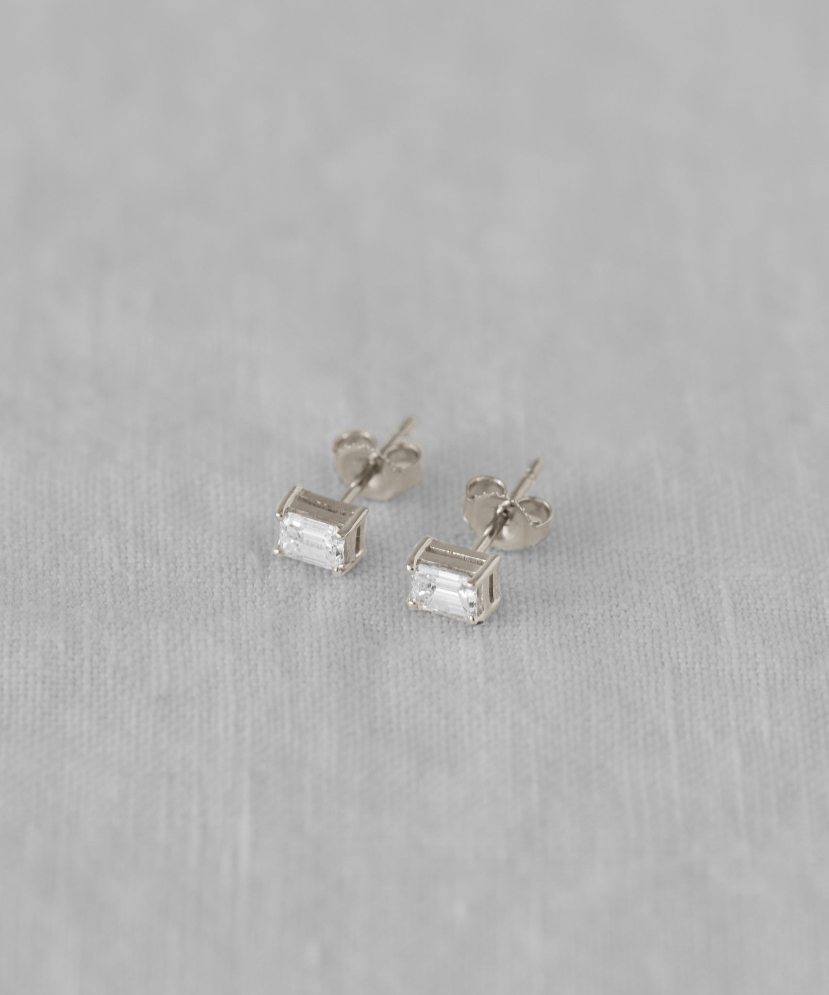 Katie Emerald Cut Studs, Silver main image 1
