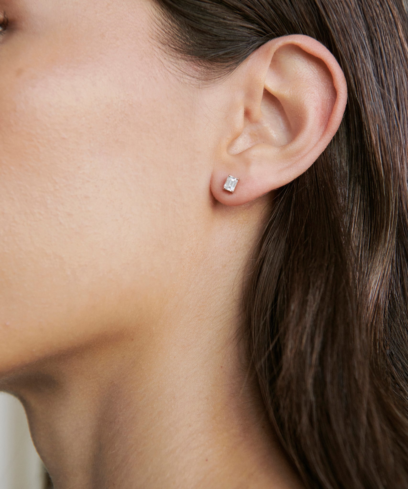 Katie Emerald Cut Studs, Silver