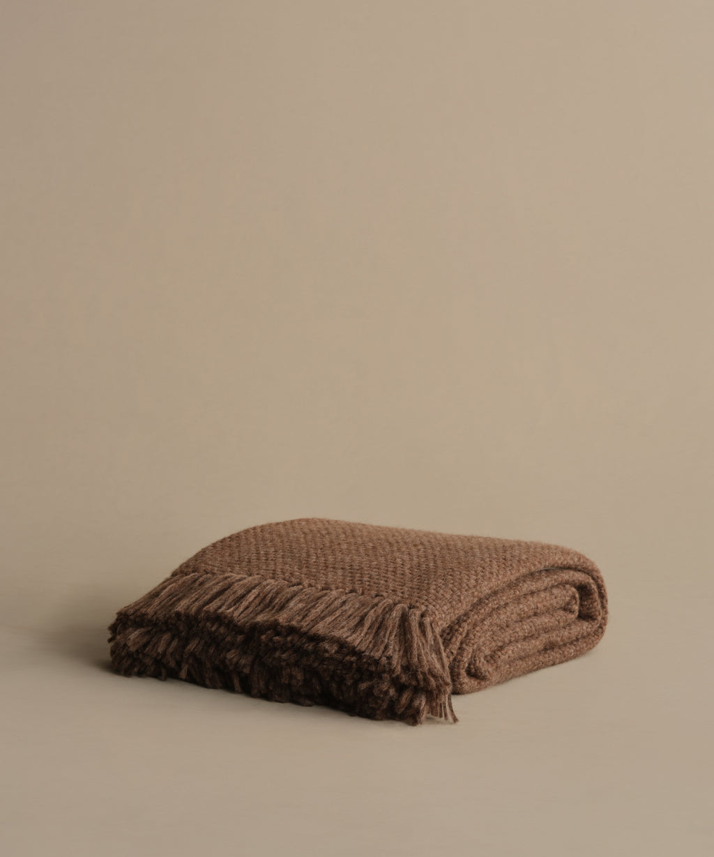 Alpaca Basketweave Throw, Cocoa