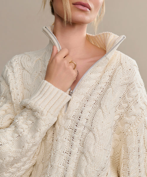 Cotton Cable Half Zip | Jenni Kayne