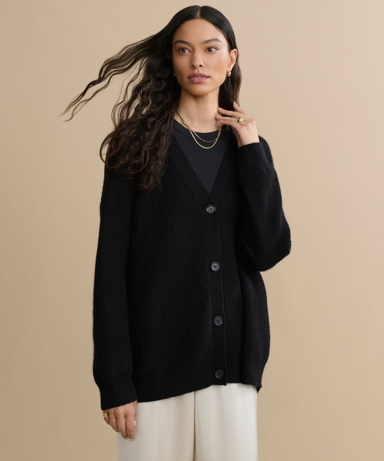 Women's Cashmere Cocoon Cardigan Black | Jenni Kayne