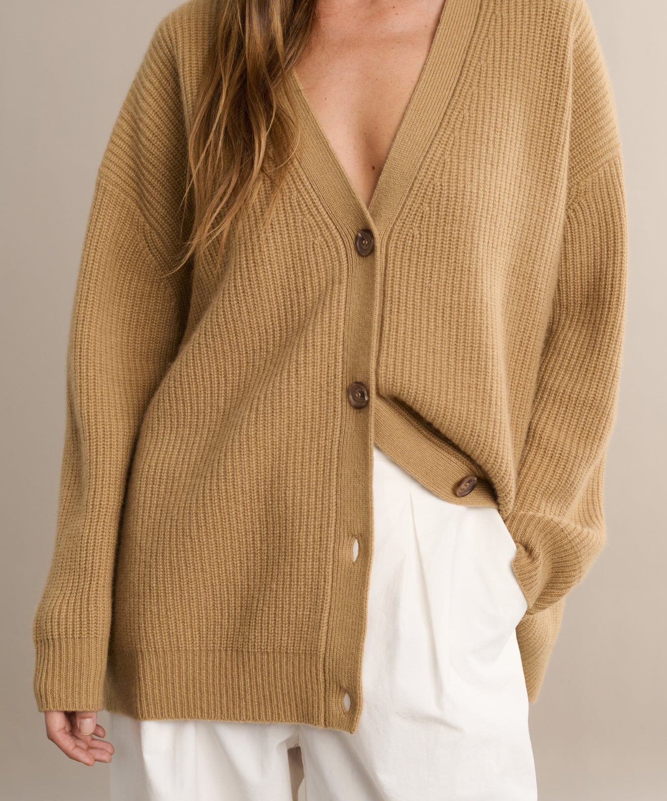 ニット/セーター Ka na ta / Aran knit    camel Camel Cable Knit Cardigan – BLANK