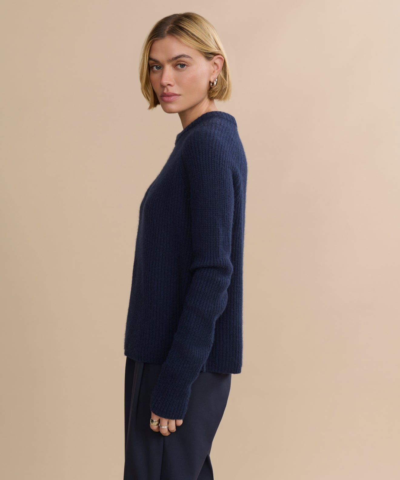 Women's Cashmere Fisherman Sweater Navy Jenni Kayne