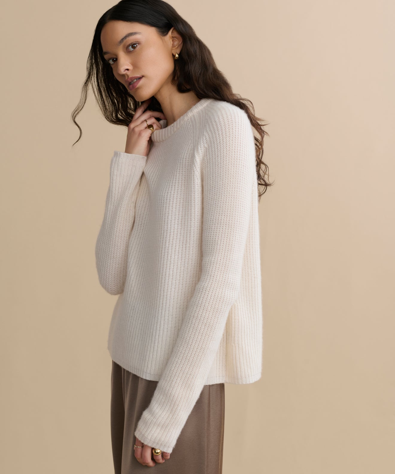 Women's Cashmere Fisherman Sweater Ivory Jenni Kayne