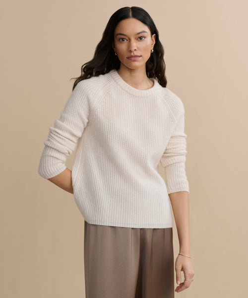 Women's Cashmere Fisherman Sweater Ivory | Jenni Kayne