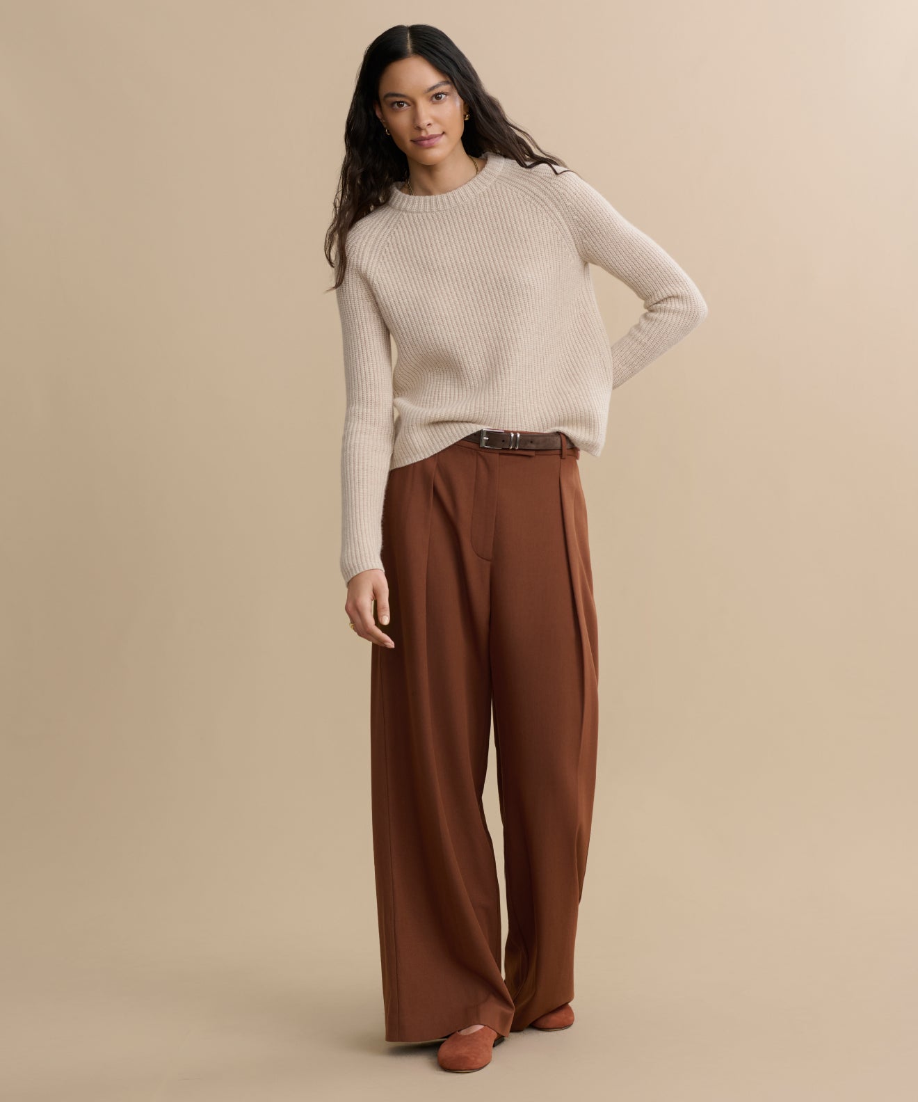 Women's Cashmere Fisherman Sweater Oatmeal | Jenni Kayne