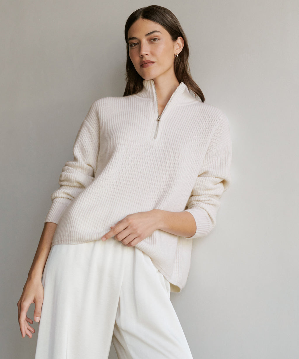 Cotton Cashmere Tee Time Half Zip Pullover