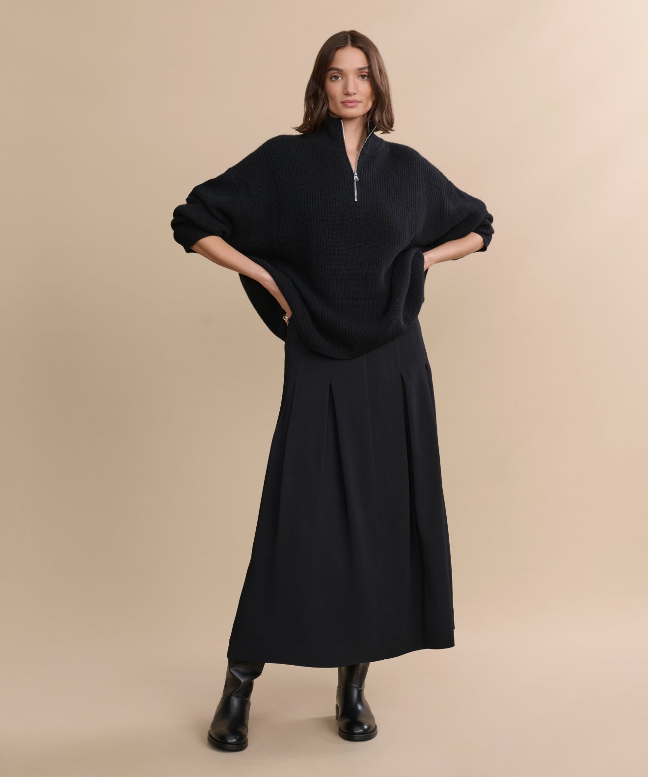 Women's Cashmere Half Zip Black | Jenni Kayne