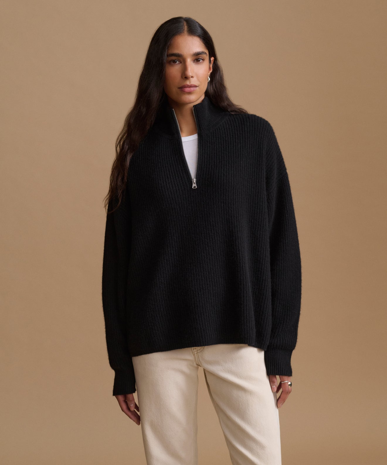 Women's Cashmere Half Zip Black | Jenni Kayne