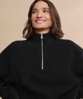 Women's Cropped Cashmere Cocoon Black | Jenni Kayne