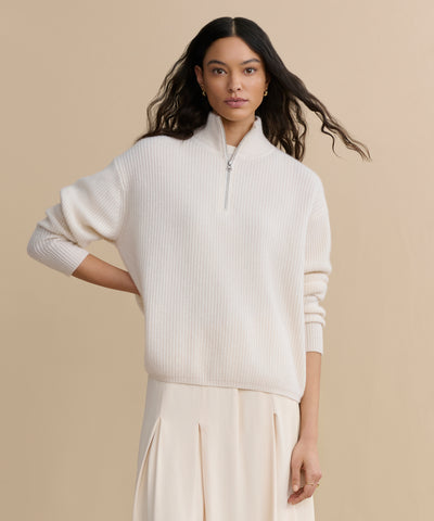 Women's Cashmere Half Zip Ivory | Jenni Kayne