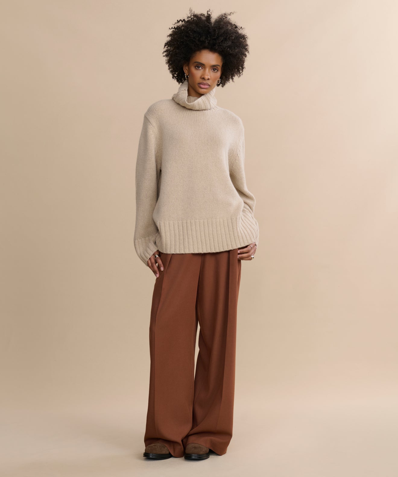 Ballantyne cashmere ベージュ カシミアモックネックセーター Ballantyne cashmere ベージュ カシミアモックネックセーター CABaN