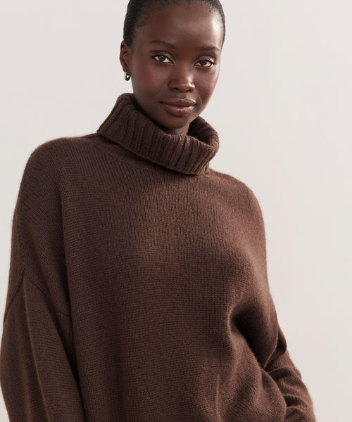トップス Batoner SIGNATURE TURTLE NECK KNIT brown Women's Cashmere Porter Turtleneck Chocolate | Jenni Kayne