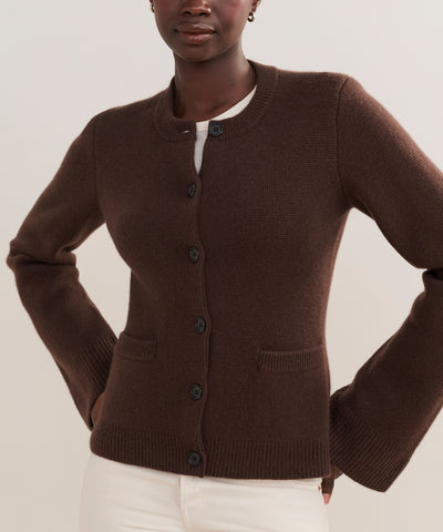DAMAcollection✨カシミヤ100%ロングニットガウン　ショールカラー cooper-cardigan-chocolate-v2-