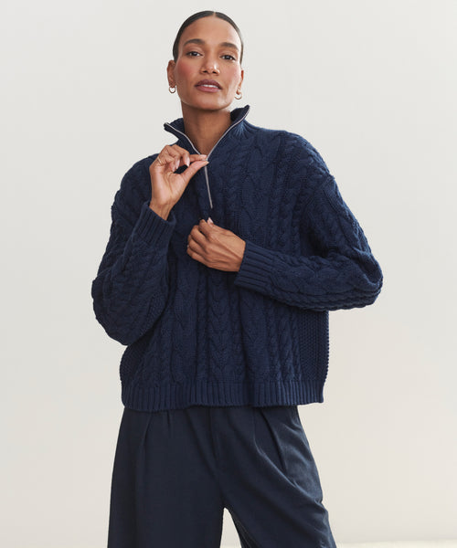 Cotton Cable Half Zip | Jenni Kayne