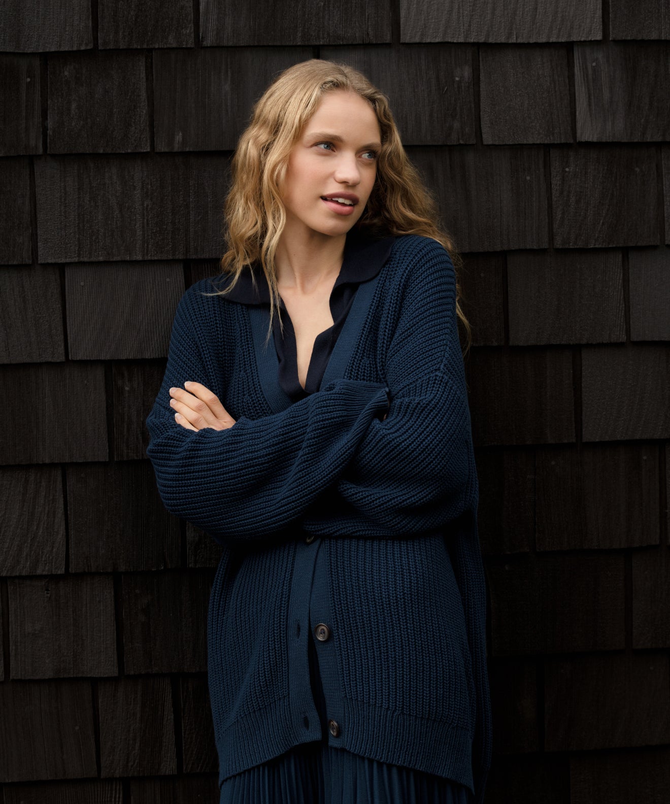 Jenni Kayne Cotton Cocoon Women Cardigan - Blue Jenni Kayne Cotton Cocoon Women Cardigan - Blue