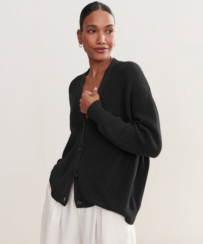 Buy Brushed Hacci Cardigan in Black Online Buy Brushed Hacci Cardigan in Black Online