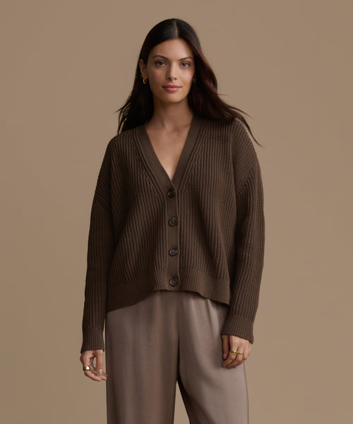 Cropped Cotton Cocoon Cardigan