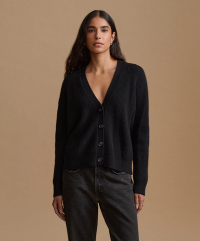 Women's Cropped Cashmere Cocoon Black | Jenni Kayne