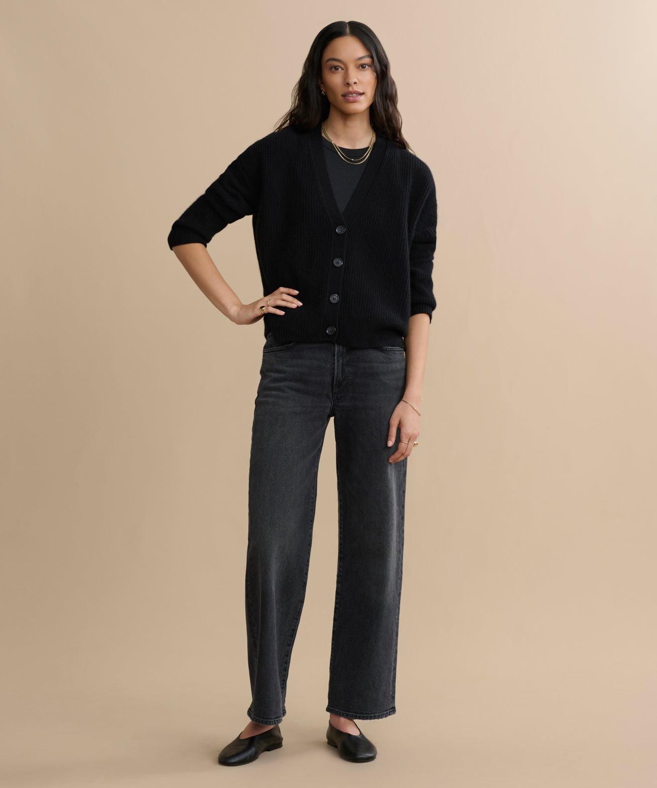 Women's Cropped Cashmere Cocoon Black | Jenni Kayne