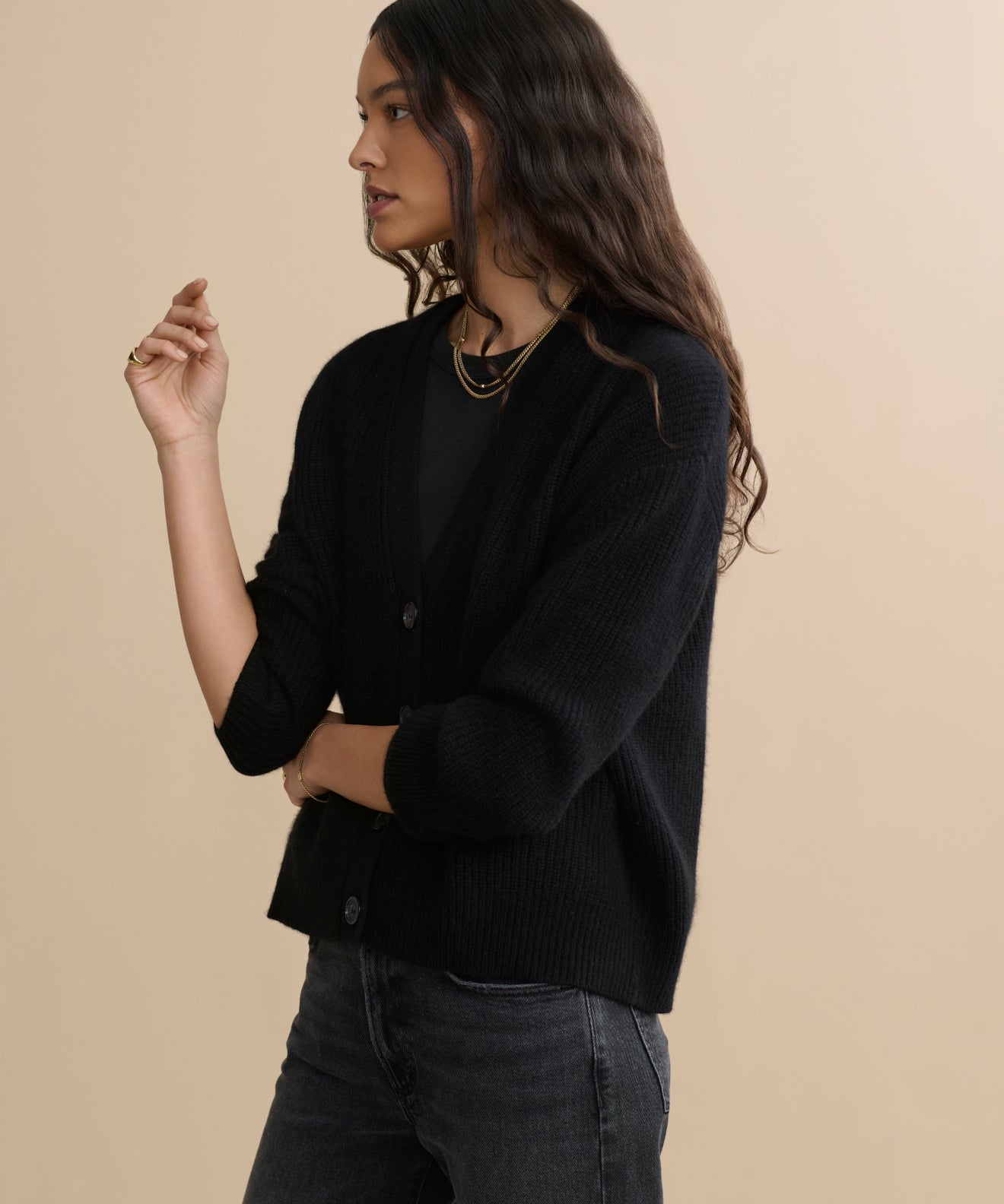 Women's Cropped Cashmere Cocoon Black | Jenni Kayne