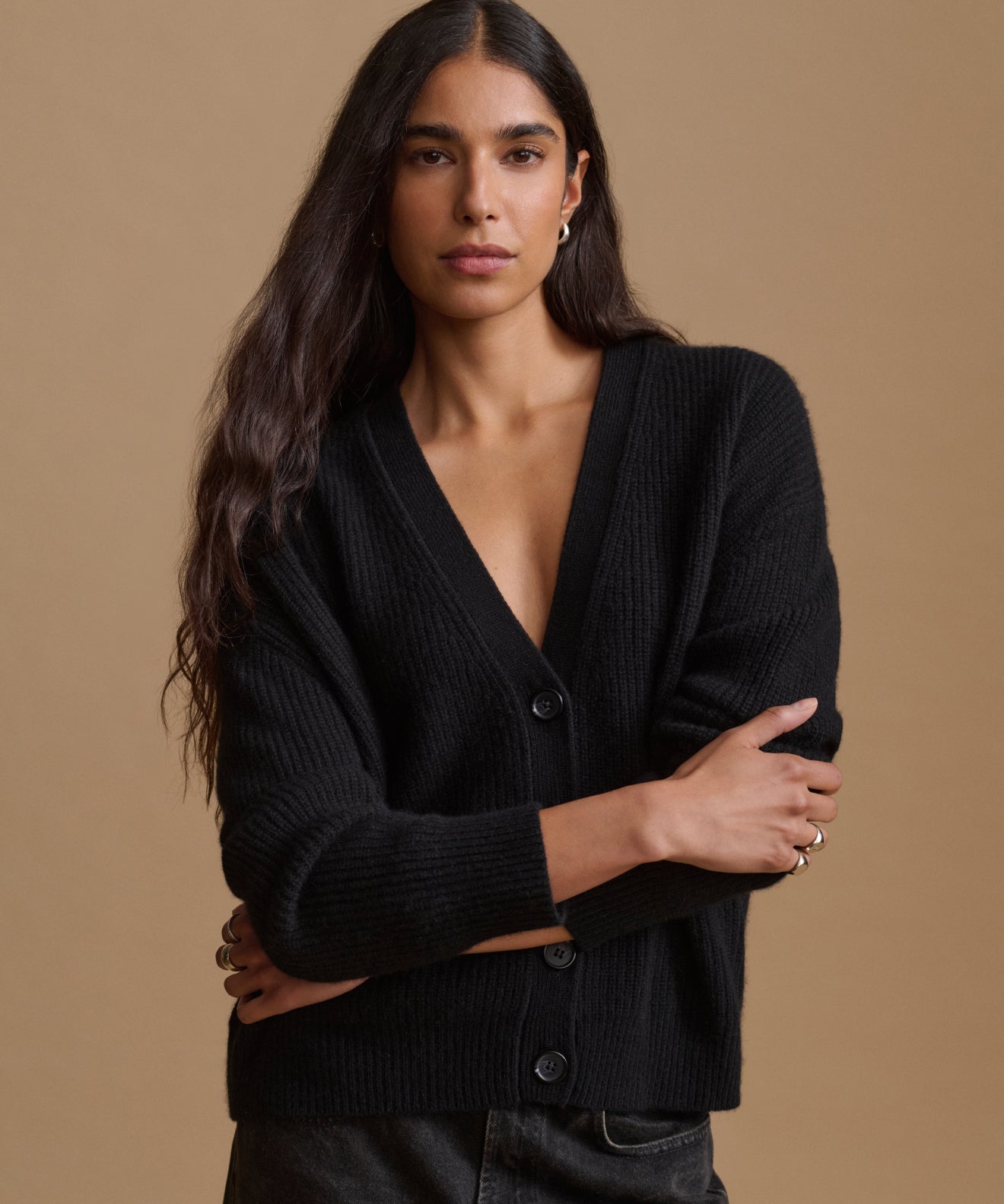 Women's Cropped Cashmere Cocoon Black | Jenni Kayne