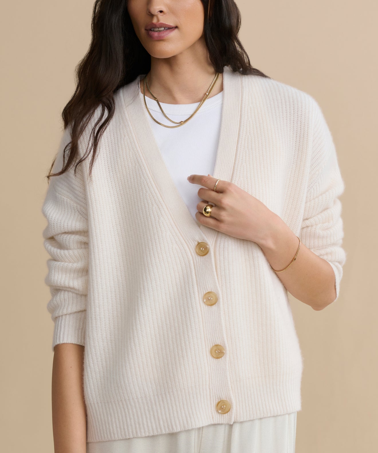 StyLeUp Women's 3/4 Sleeve Cropped Cardigan - Beige - 2X
