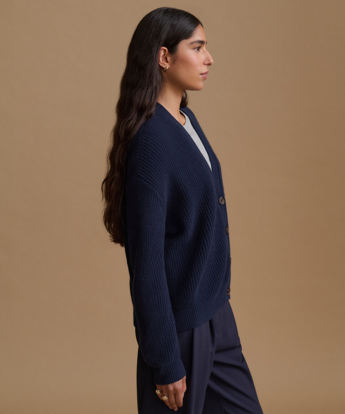 COOHEM カシミヤ シャツ カーディガン ニット 上質 ふわふわ 濃紺 3 Cropped Cashmere Cocoon Cardigan | Jenni Kayne