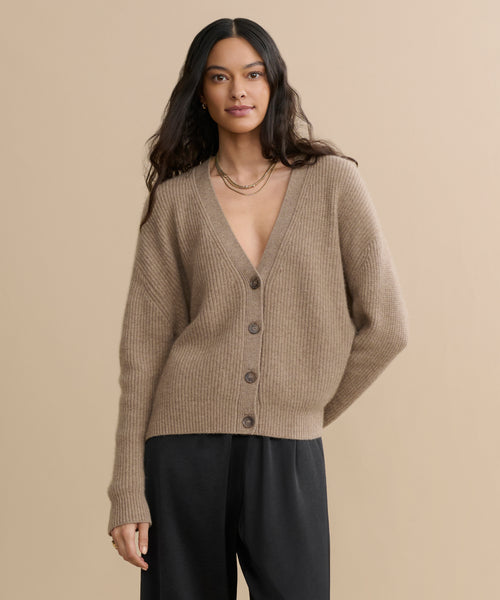 Women's Cropped Cashmere Cocoon Undyed Stone | Jenni Kayne