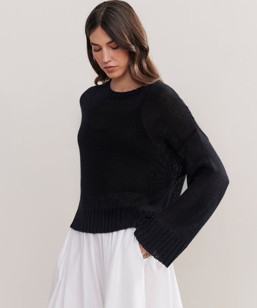 A.PRESSESilk Linen Crew Neck Sweater
