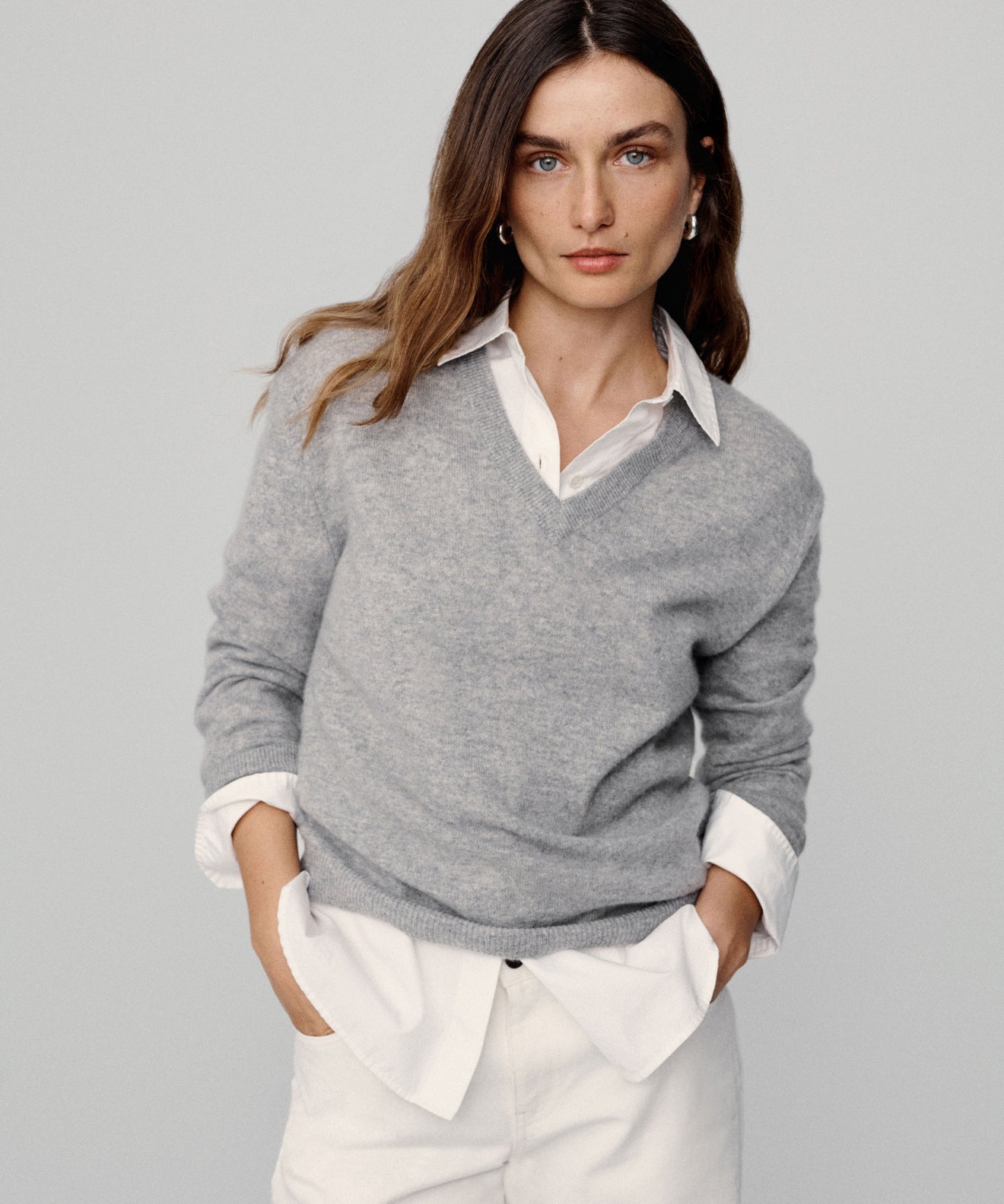 Women's Flynn Cashmere Sweater Grey| Jenni Kayne