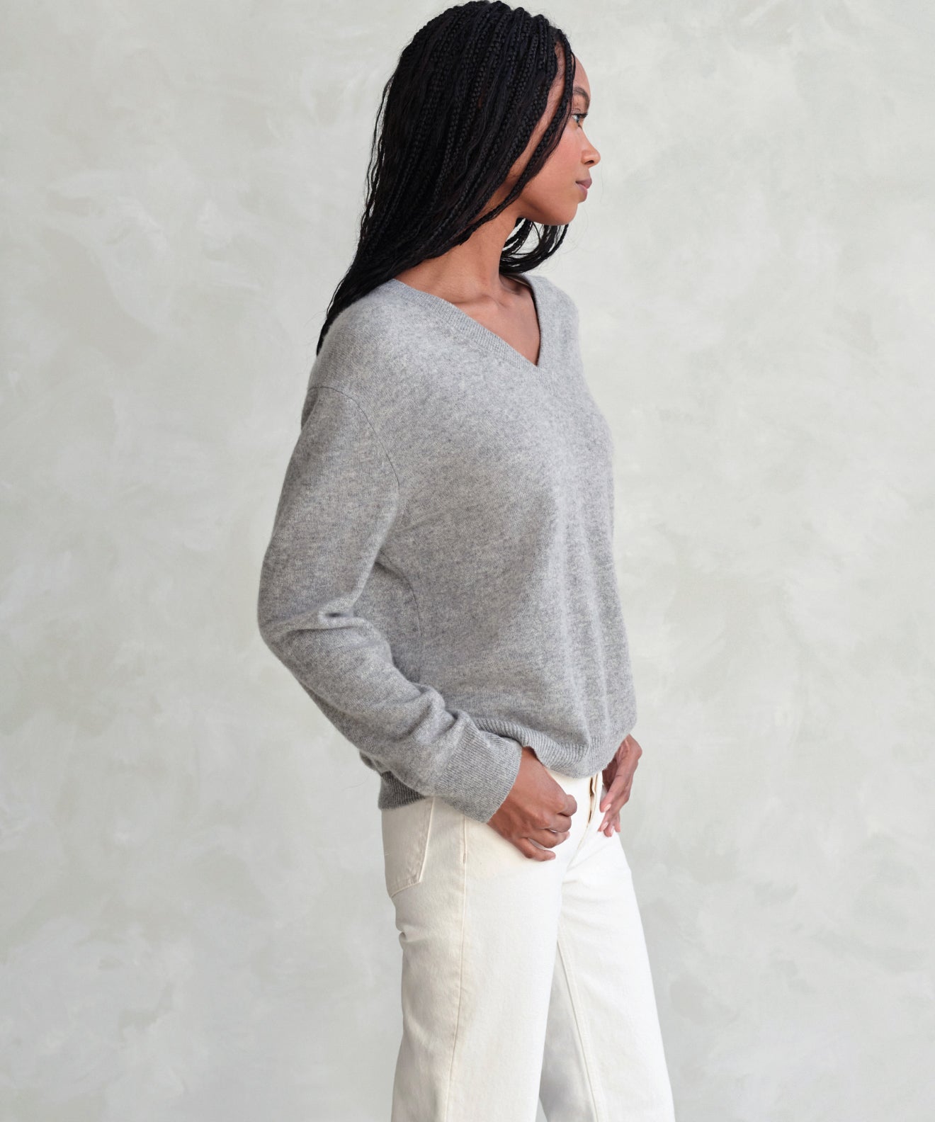Women's Flynn Cashmere Sweater Grey| Jenni Kayne
