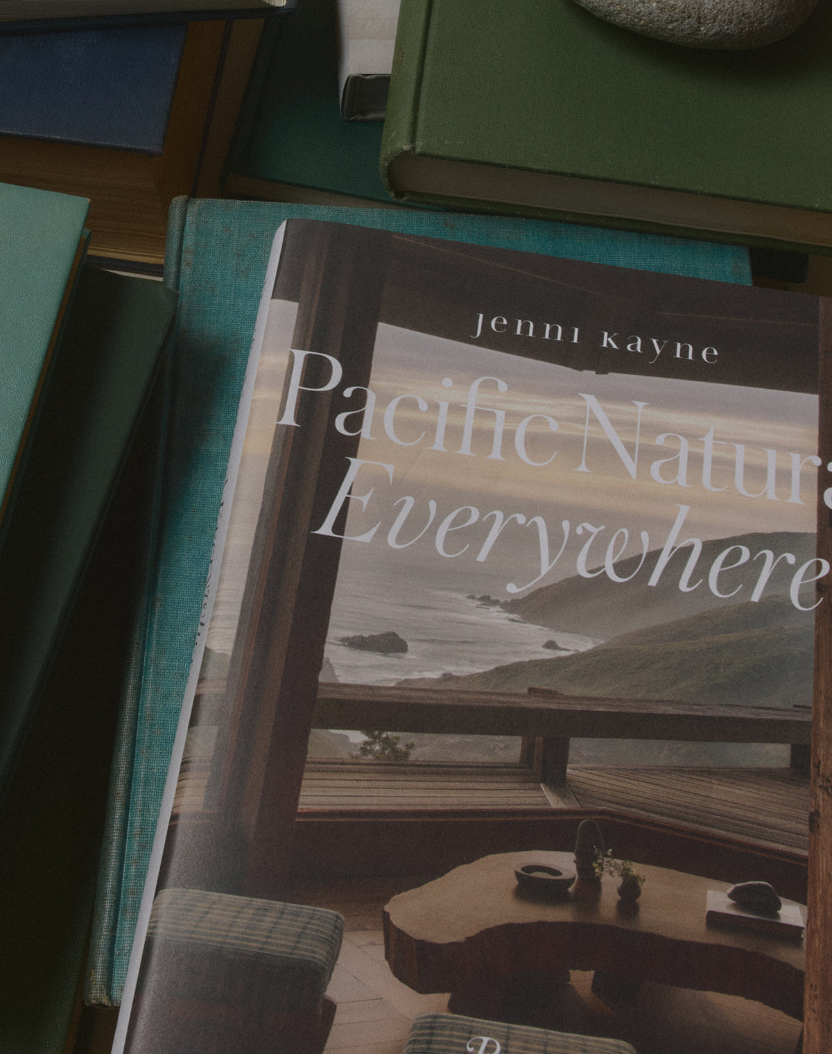 Book titled 'Pacific Natural Everywhere' by Jenni Kayne on a shelf.
