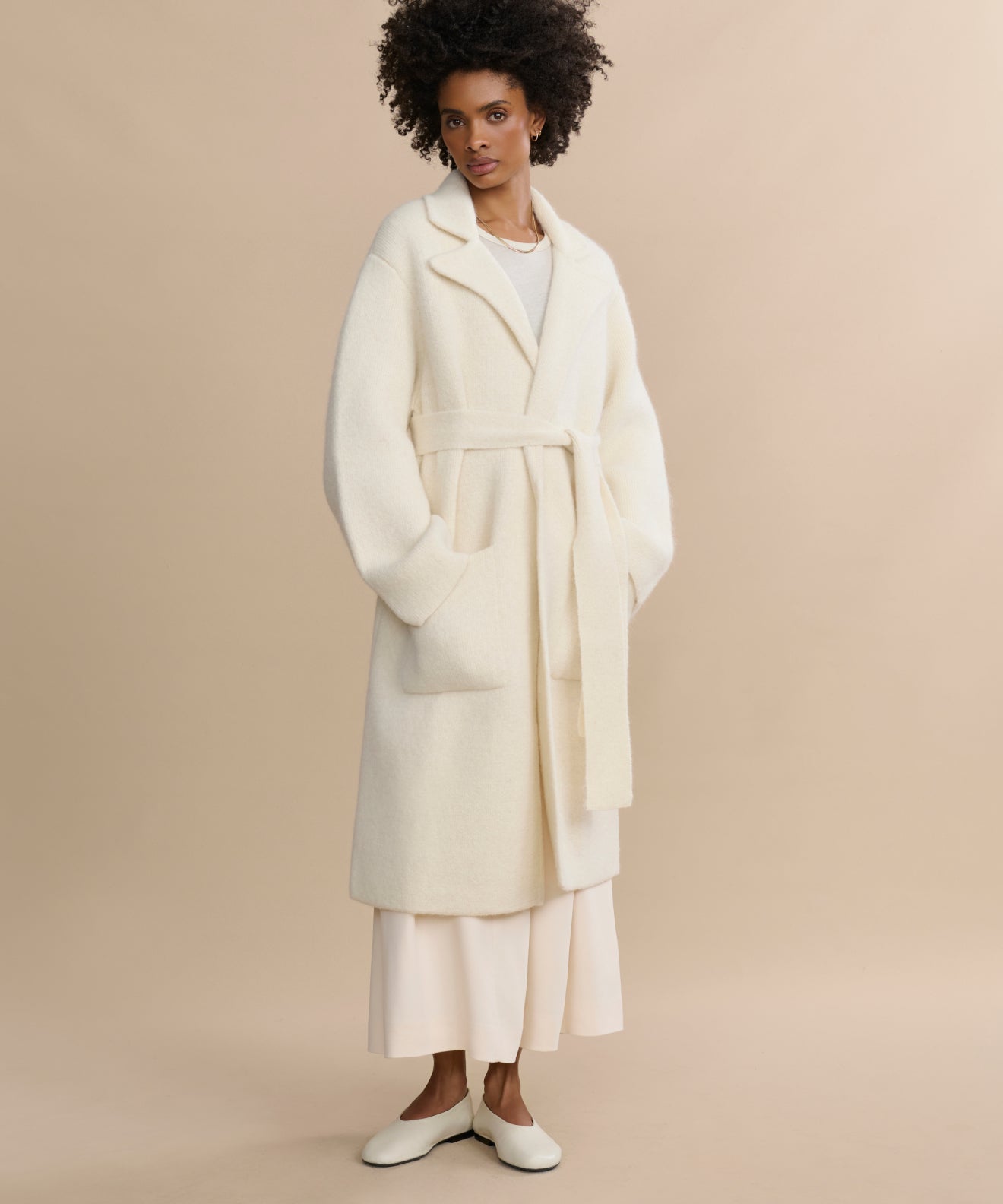 ジャケット・アウター na.e Wool Alpaca Shaggy Coat_Ivory Jessica Sweater Coat | Jenni Kayne