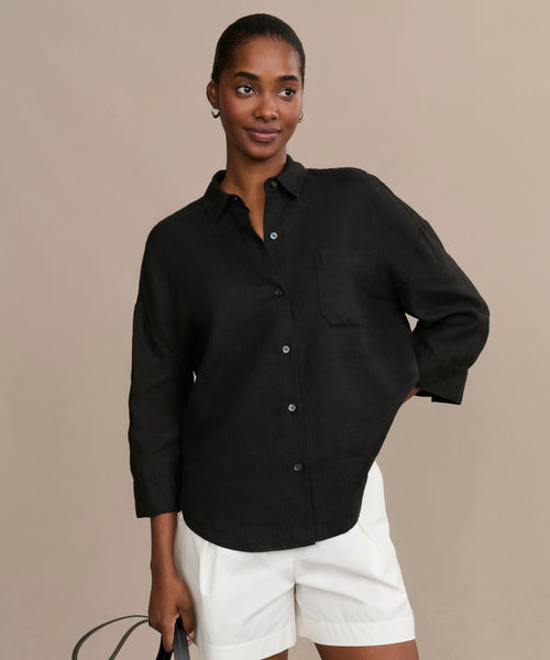 black linen dress shirt Satin Long Sleeve Jacket main image 0