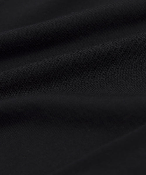 Close-up of the Mira Cardigans black knit fabric, featuring soft diagonal folds and a smooth, subtly textured surface for a luxurious look.