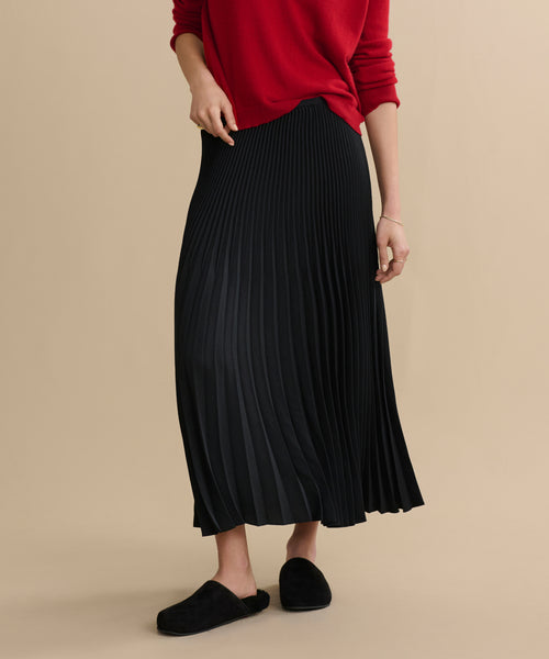 pleated skirt dress black Brooklynn One-Shoulder Accordion Pleat Dress Black