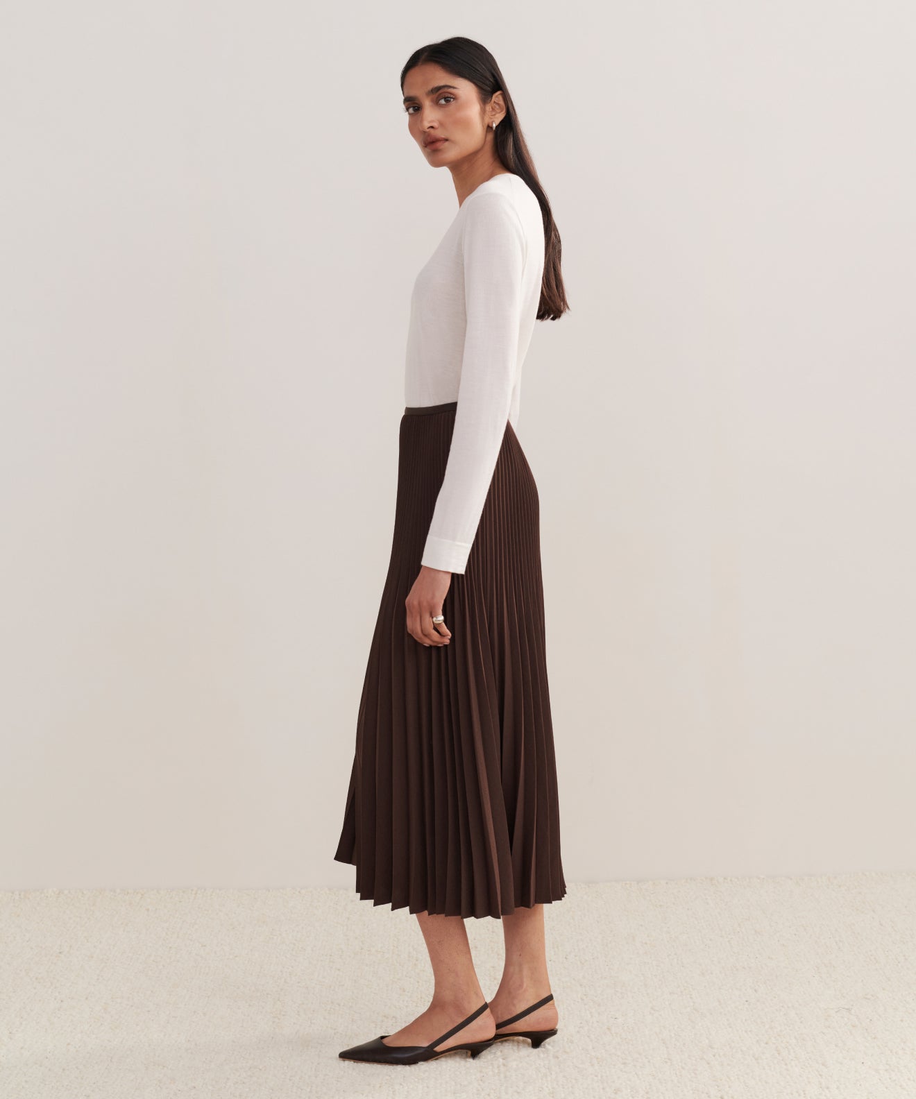 Women's Pleated Skirt Chocolate Jenni Kayne - Main Image