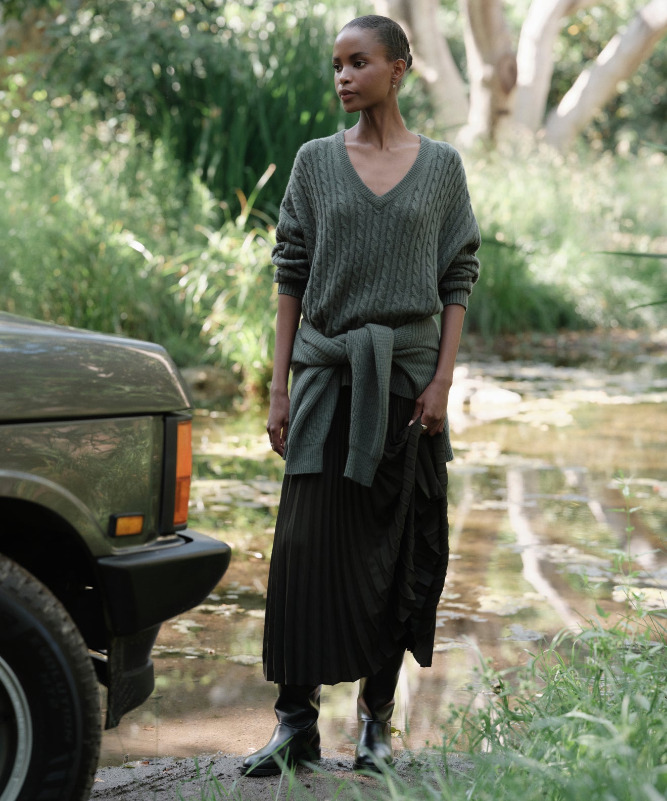 Women's Pleated Skirt Forest | Jenni Kayne