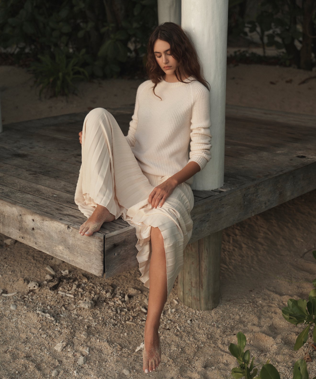 jacquard knit skirt（ivory） Women's Pleated Skirt Ivory | Jenni Kayne