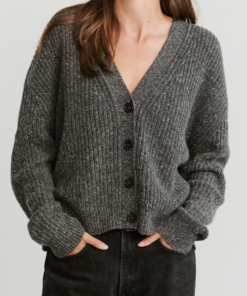 Women's Cropped Cashmere Cocoon Charcoal | Jenni Kayne